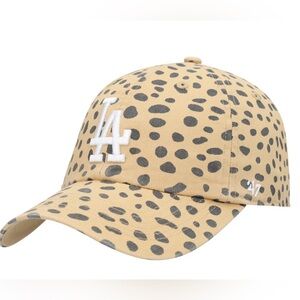 NWOT Women’s ‘47 Tan Los Angeles Dodgers Cheetah Clean Up Adjustable Hat